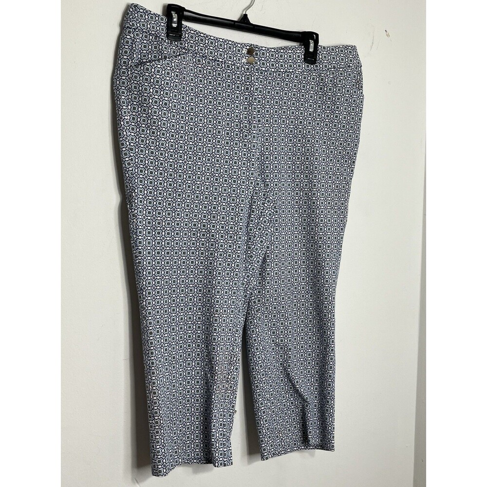 Chico's Art Print Medallion Mosaic Pants WMS SZ 3 / 16 / L Crop Capris